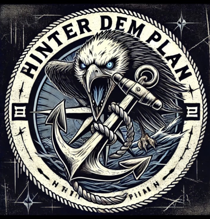 HINTER DEM PLAN Logo mit Adler und Anker
